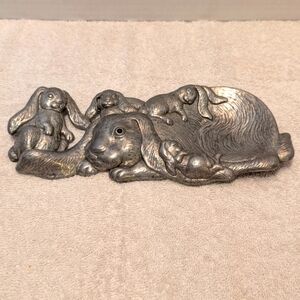 Arthur Court Rabbit with Bunnies Spoon Rest 1994 - Aluminum 9" x 3.75" Vintage